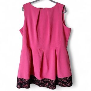 Closet London - Pink Fit & Flare Dress NWT Black Lace Hem Sleeveless - Sz. 22